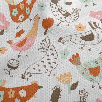 Various Colorful Hens Athletic Mesh Flat Back