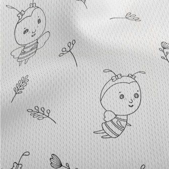 Simple Thin Strip Cartoon Bee Athletic Mesh Flat Back