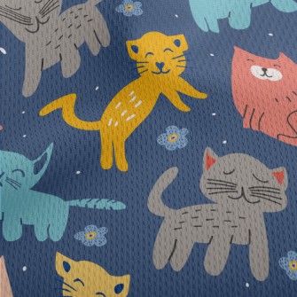 Colorful Cute Cats And Flowers Athletic Mesh Flat Back