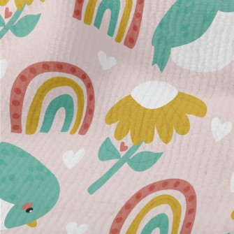 Green Birds And Flowers Rainbo Terry