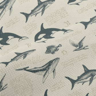 Hand-painted Marine Life Like  Performance Linen