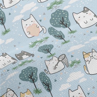 Cute Cat Goes For A Walk Performance Linen