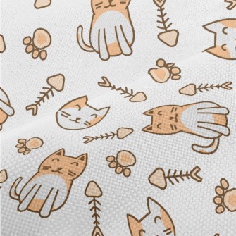 Cute Cat Fish Bone Footprints Performance Linen