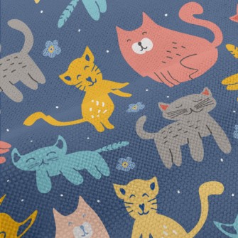 Colorful Cute Cats And Flowers Performance Linen