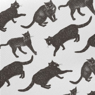 Realistic Hand Drawn Black Cat Twill