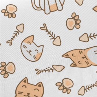Cute Cat Fish Bone Footprints Twill