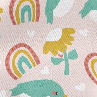 Green Birds And Flowers Rainbo Standard Corduroy