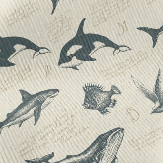 Hand-painted Marine Life Like  Standard Corduroy