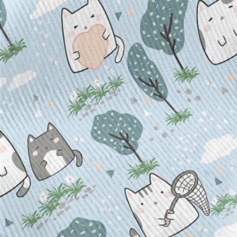 Cute Cat Goes For A Walk Standard Corduroy