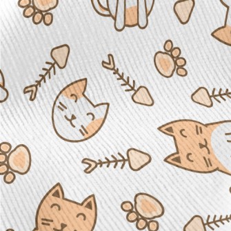 Cute Cat Fish Bone Footprints Standard Corduroy