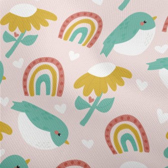 Green Birds And Flowers Rainbo Dobby