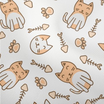 Cute Cat Fish Bone Footprints Dobby