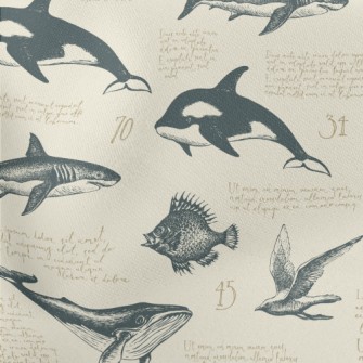 Hand-painted Marine Life Like  Stretch Ponte