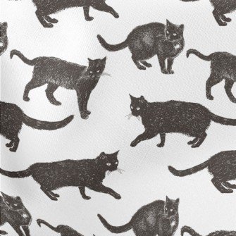 Realistic Hand Drawn Black Cat Stretch Ponte