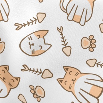 Cute Cat Fish Bone Footprints Stretch Ponte