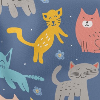 Colorful Cute Cats And Flowers Stretch Ponte