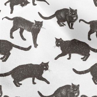 Realistic Hand Drawn Black Cat Micro Fleece