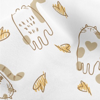 Hand Drawn Brush Cat Micro Fleece