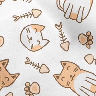 Cute Cat Fish Bone Footprints Micro Fleece