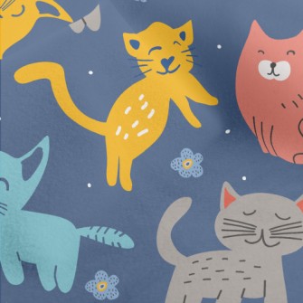 Colorful Cute Cats And Flowers Micro Fleece
