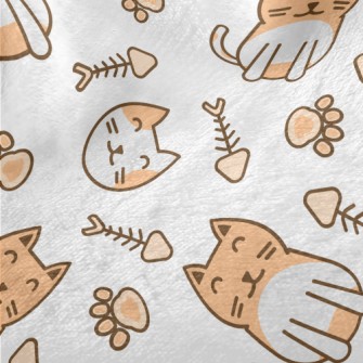 Cute Cat Fish Bone Footprints Minky