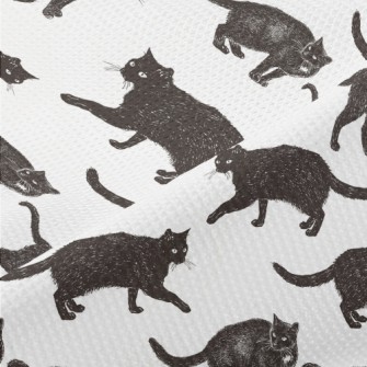 Realistic Hand Drawn Black Cat Piqué