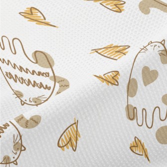 Hand Drawn Brush Cat Piqué