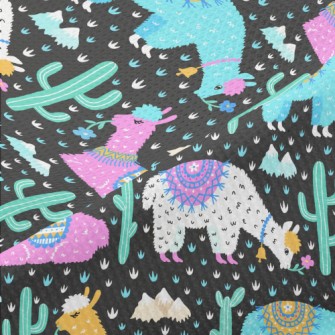 Brightly Colored Alpacas Piqué