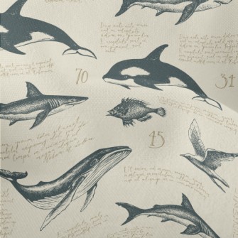 Hand-painted Marine Life Like  Lightweight Performance Linen