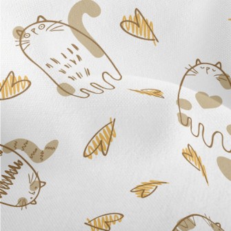 Hand Drawn Brush Cat Lightweight Performance Linen