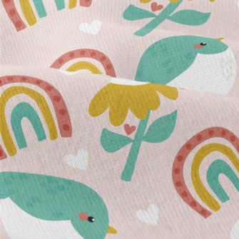 Green Birds And Flowers Rainbo Modern Jersey