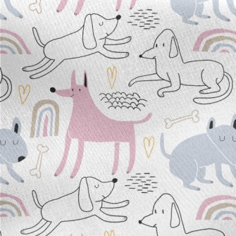 Cute Colorful Puppy Jersey Backed Fleece