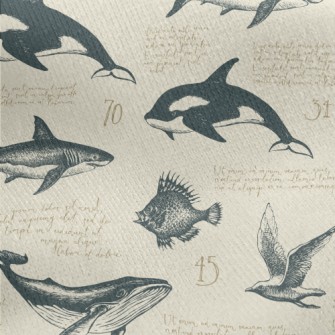 Hand-painted Marine Life Like  Jersey Backed Fleece