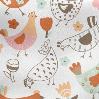 Various Colorful Hens Jersey Backed Fleece