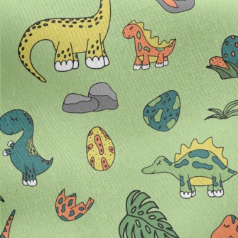 Colorful Cartoon Dinosaur Worl Jersey Backed Fleece