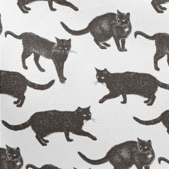 Realistic Hand Drawn Black Cat Pongee
