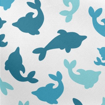 Dolphin Silhouette Blue Series Pongee