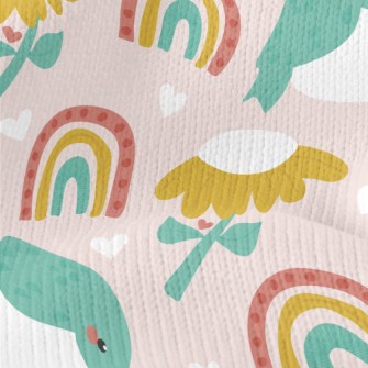 Green Birds And Flowers Rainbo Stretch Jersey