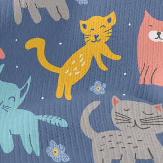 Colorful Cute Cats And Flowers Stretch Jersey