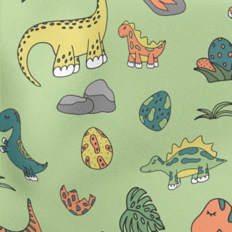 Colorful Cartoon Dinosaur Worl Lightweight Cotton Poplin