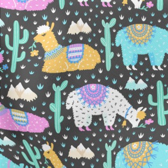 Brightly Colored Alpacas Lightweight Cotton Poplin