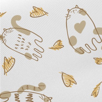 Hand Drawn Brush Cat Midweight Cotton Poplin