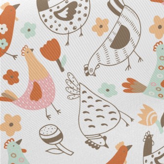 Various Colorful Hens Midweight Cotton Poplin