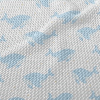Water Blue Gentle Whale Birdseye Piqué