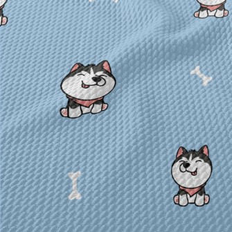 Cute Husky Sticking Out Tongue Birdseye Piqué