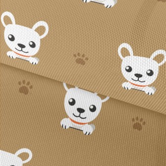White Cute Puppy With Footprin Waterproof Oxford