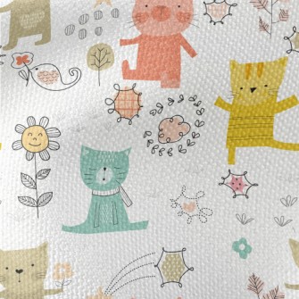 Colorful Playing Cats Waterproof Canvas