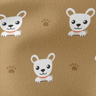 White Cute Puppy With Footprin Waterproof Canvas