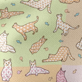 Cats With Various Colored Patt Waterproof Canvas