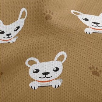 White Cute Puppy With Footprin Athletic Mesh Flat Back